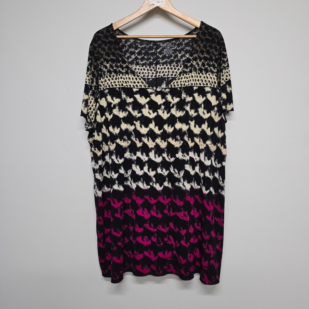 Lane Bryant Tunic Dress Womens 26/28 Black Pink Abstract Animal Print Plus